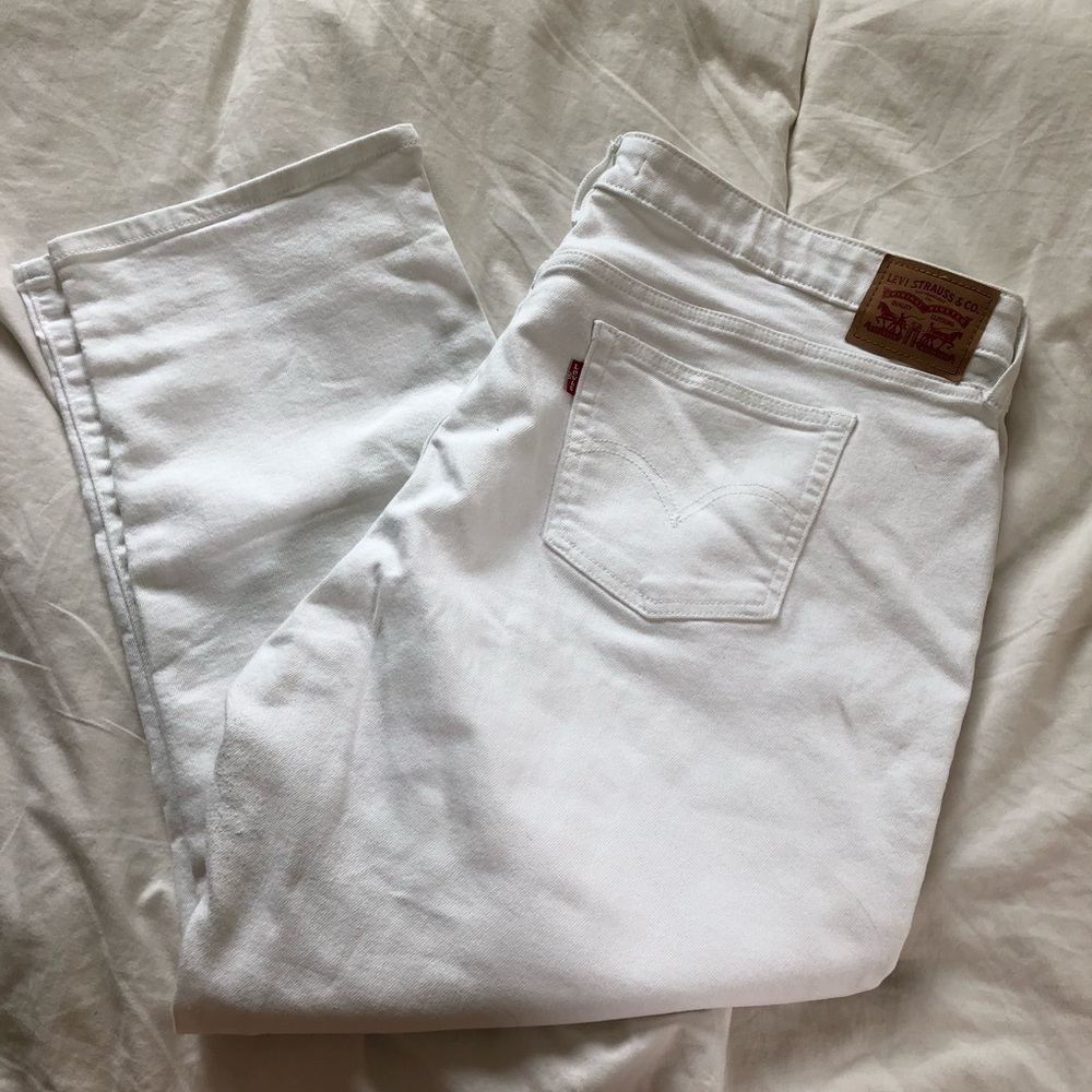 Levi’s Boyfriend Fit Distressed White Jeans
